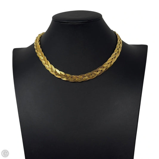 Vintage 23K Gold Plated Brass Braided Chain Collar Necklace By Napier