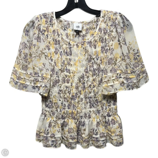 Top Short Sleeve By Cabi In Floral Print, Size: S