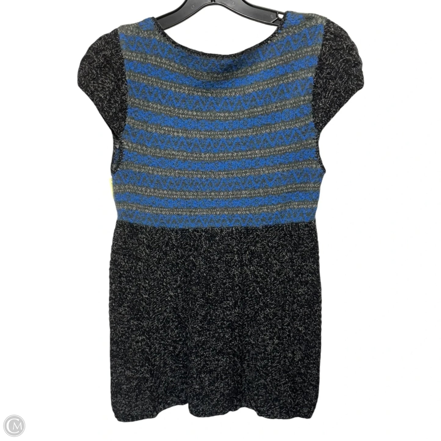 Fair Isle Cable Knit Babydoll Sweater By Free People In Blue & Grey, Size: S