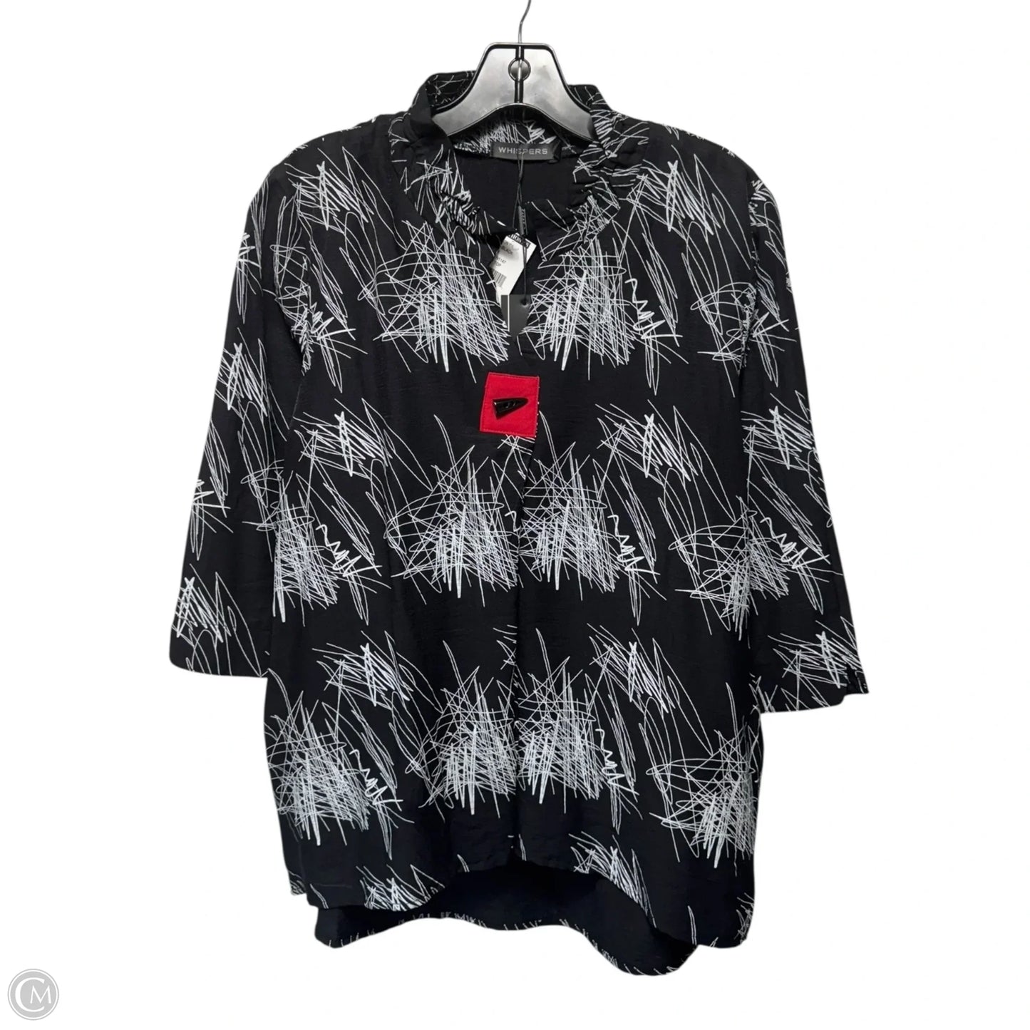 Top Long Sleeve By Whispers In Black and White, Size: M