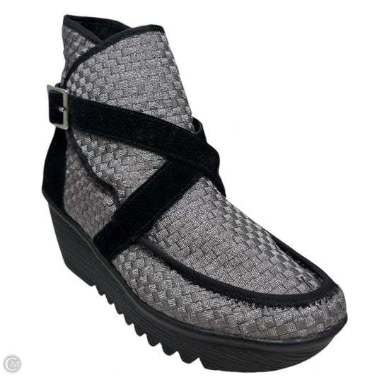 Villamore Woven Buckle Strap Wedge Booties By Bernie Mev In Grey, Size: 8