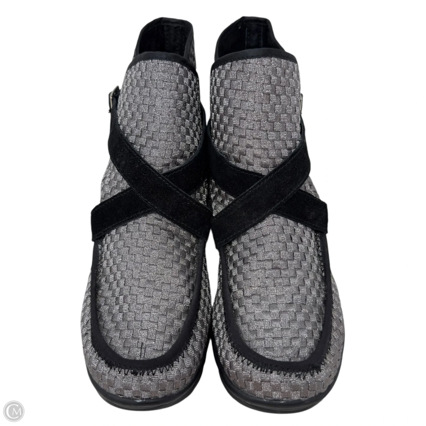 Villamore Woven Buckle Strap Wedge Booties By Bernie Mev In Grey, Size: 8