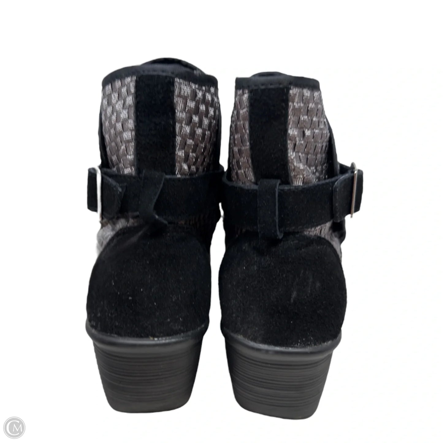 Villamore Woven Buckle Strap Wedge Booties By Bernie Mev In Grey, Size: 8