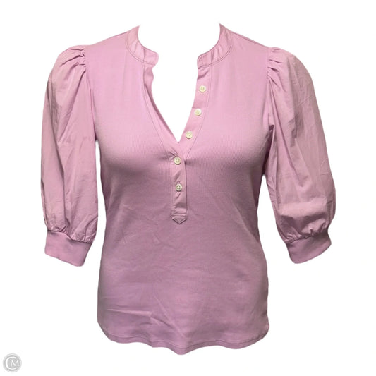 Coralee Rib-Knit Puff-Sleeve Top By Veronica Beard In Barely Orchid, Size: M