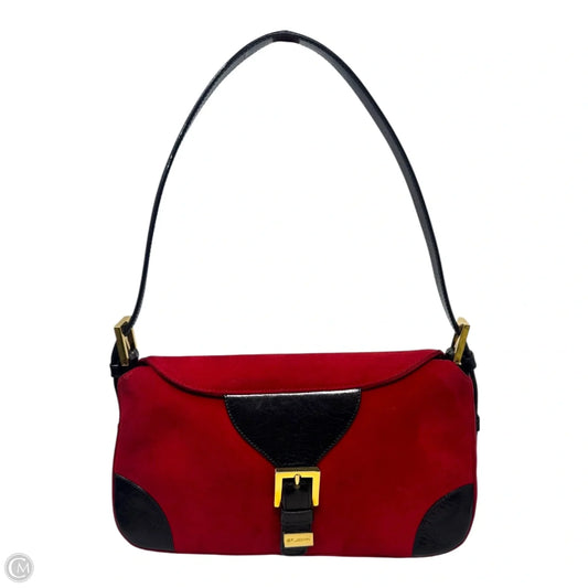 Vintage Suede Shoulder Handbag Luxury Designer By St John Collection, Size: Medium