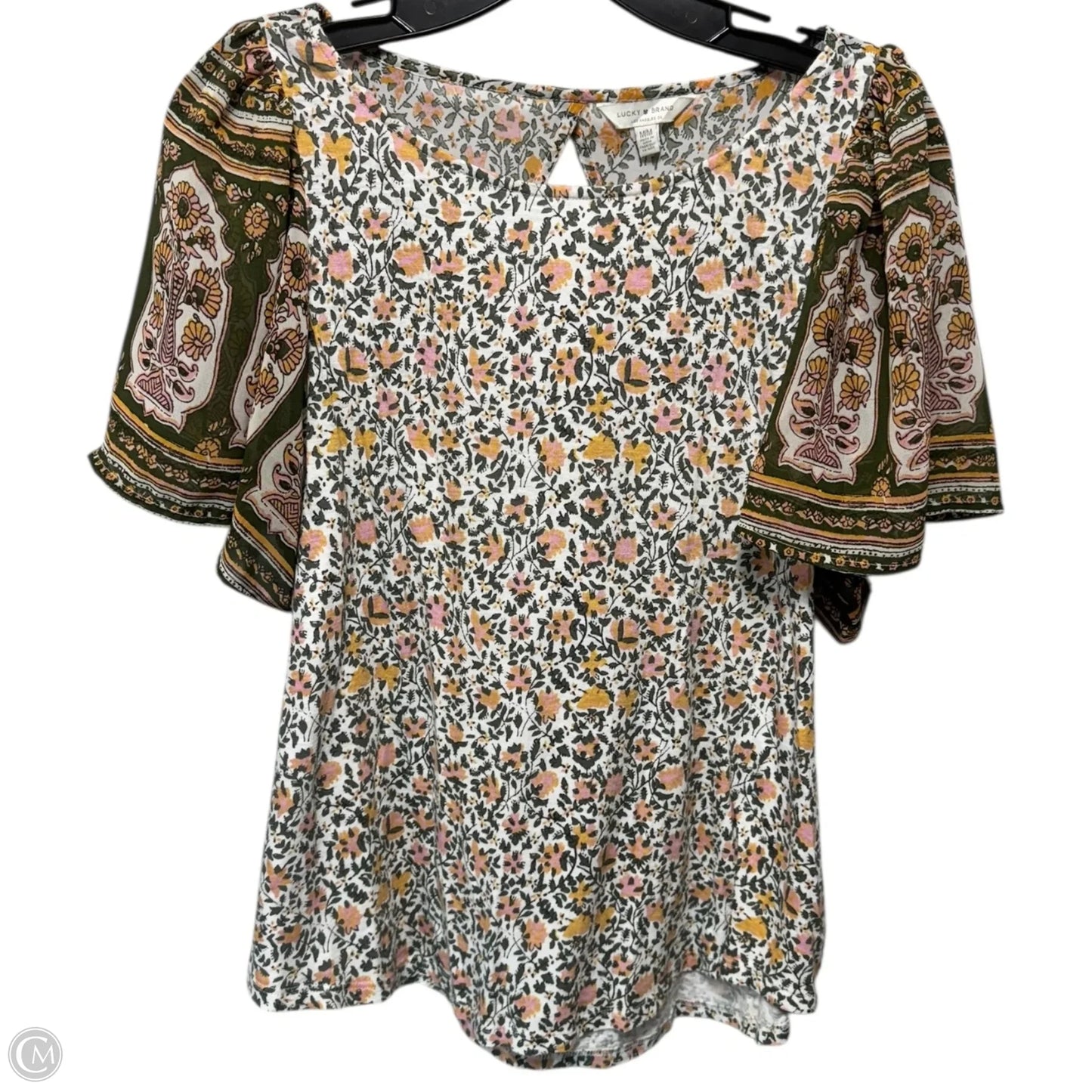 Top Short Sleeve By Lucky Brand In Floral Print, Size: M