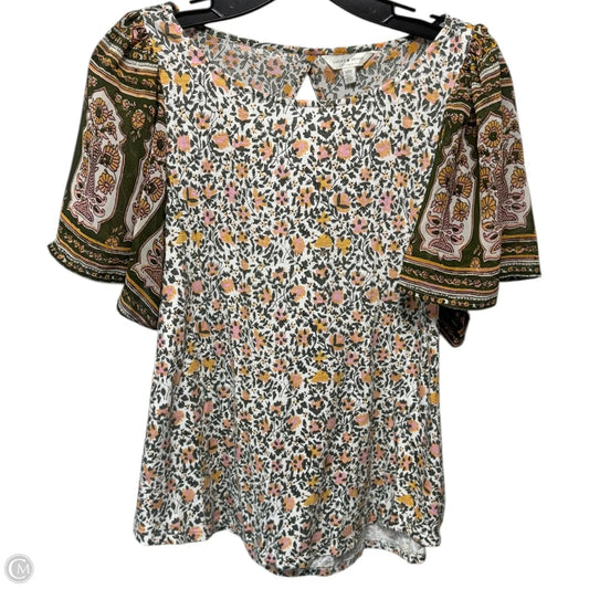 Top Short Sleeve By Lucky Brand In Floral Print, Size: M
