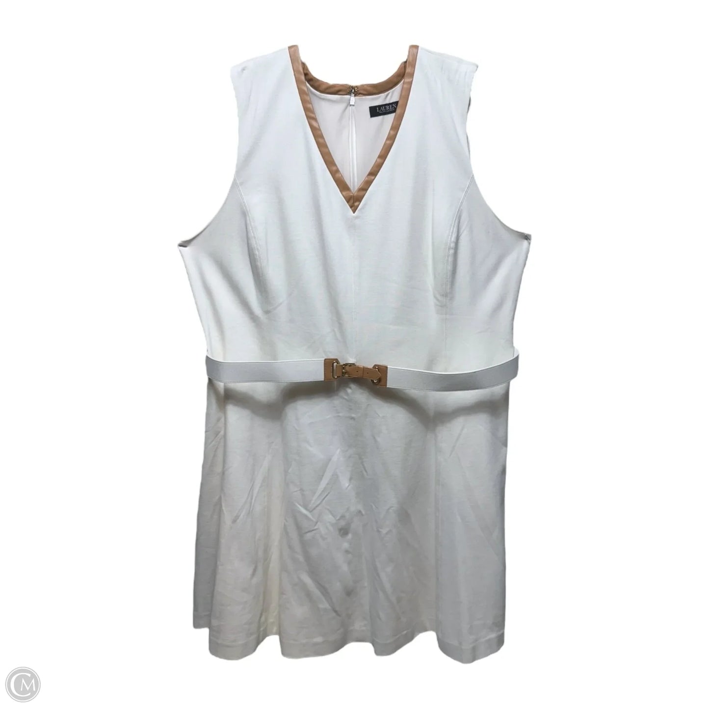 Dress Casual Midi By Lauren By Ralph Lauren In Cream, Size: 3x