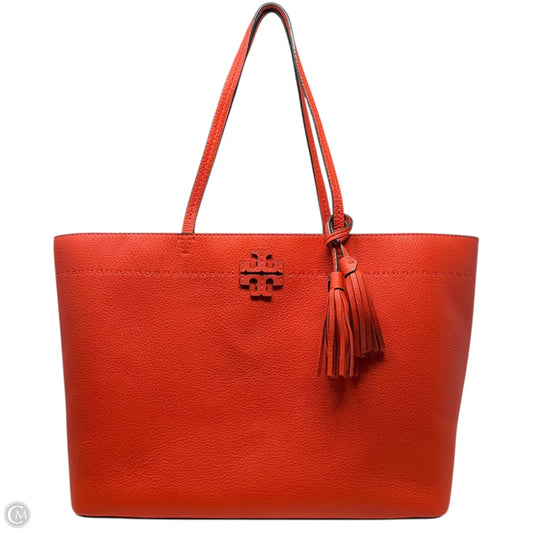 McGraw Pebbled Leather Tote Designer By Tory Burch, Size: Large