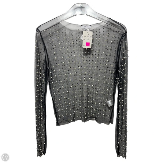 Eras Pearl Mesh Layering Top Long Sleeve By White Birch In Black, Size: M