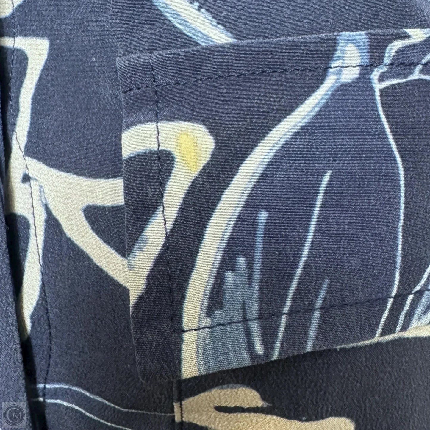 Silk Blouse Designer By Lafayette 148 In Navy, Size: M