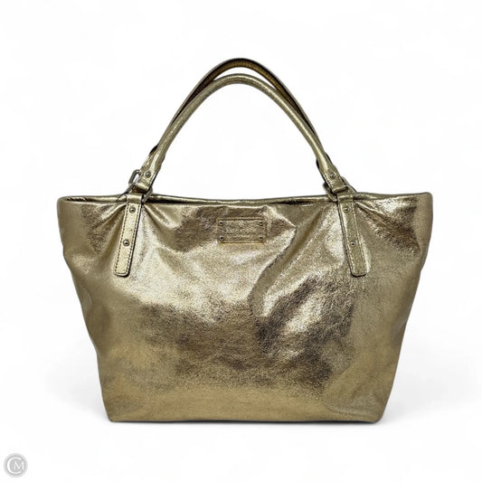 Metallic Gold Tote Designer By Kate Spade, Size: Medium