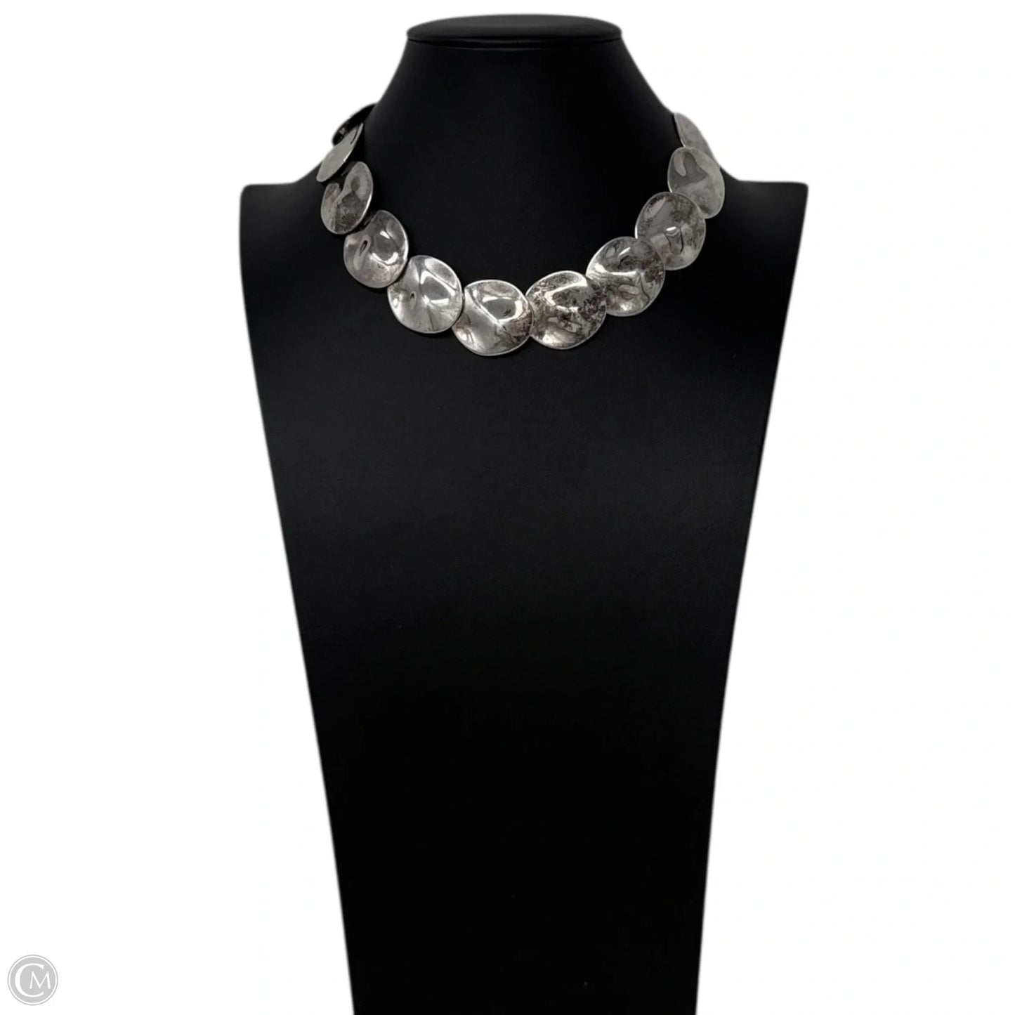 Modernist Silver Plated Disc Necklace