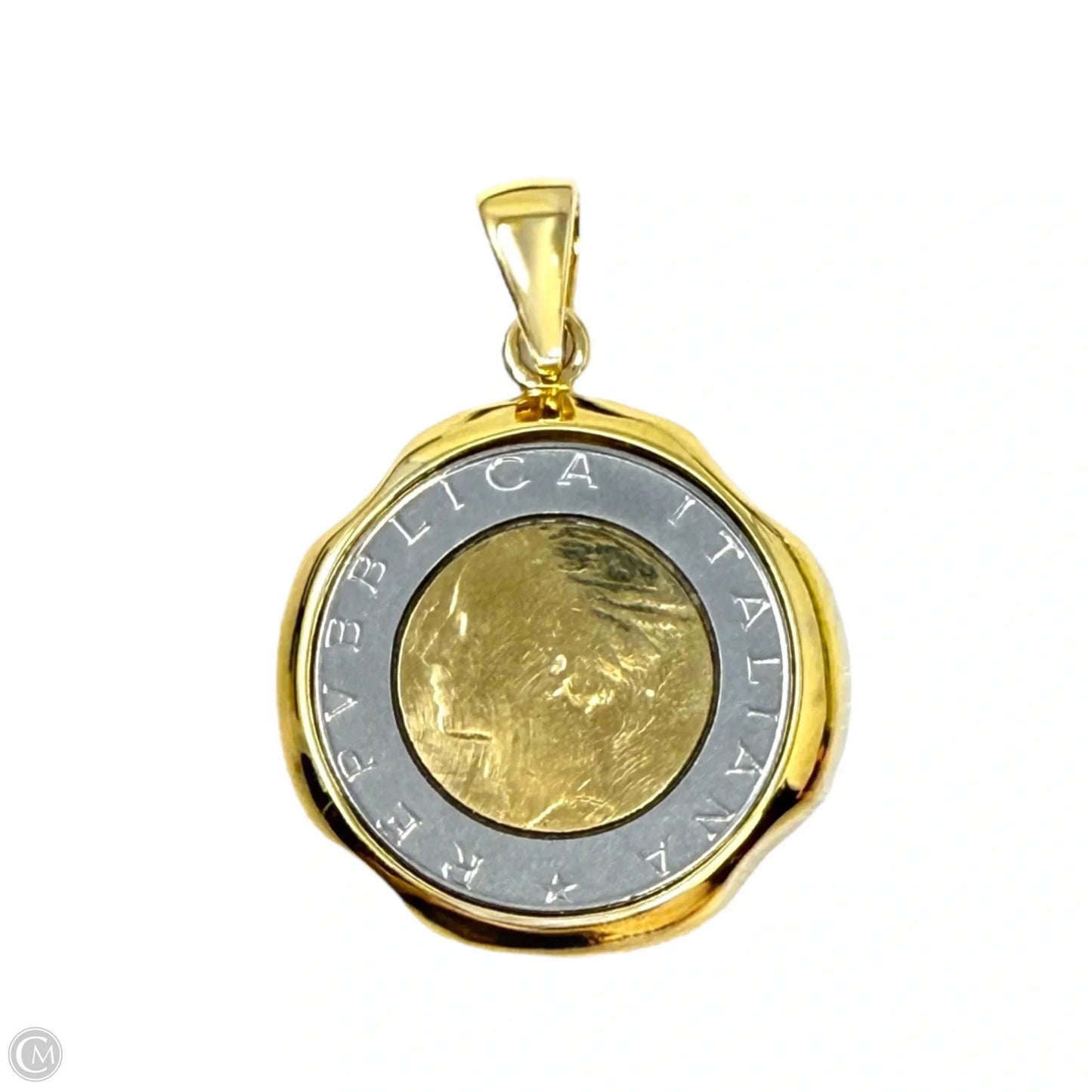Gold Over Sterling Silver 500 Lire Italian Coin Pendant