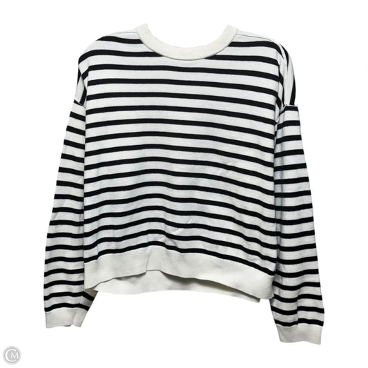 Striped Drop Shoulder Crew Neck Pullover Sweater By J. Crew In Striped Pattern, Size: M