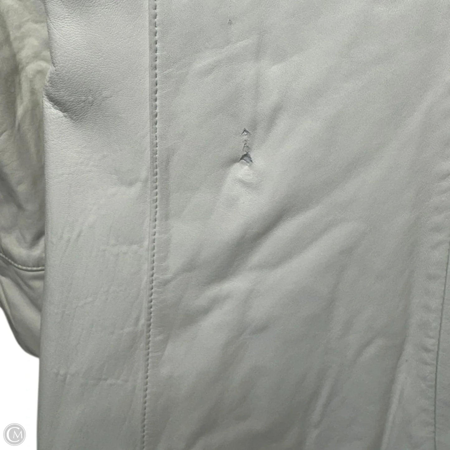 Vintage Leather Coat By Wilsons Leather In Cream, Size: L