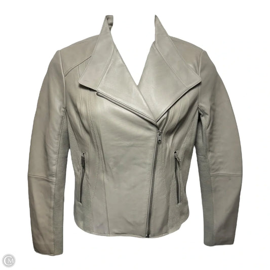 Jacket Leather By Johnston & Murphy In Grey, Size: L