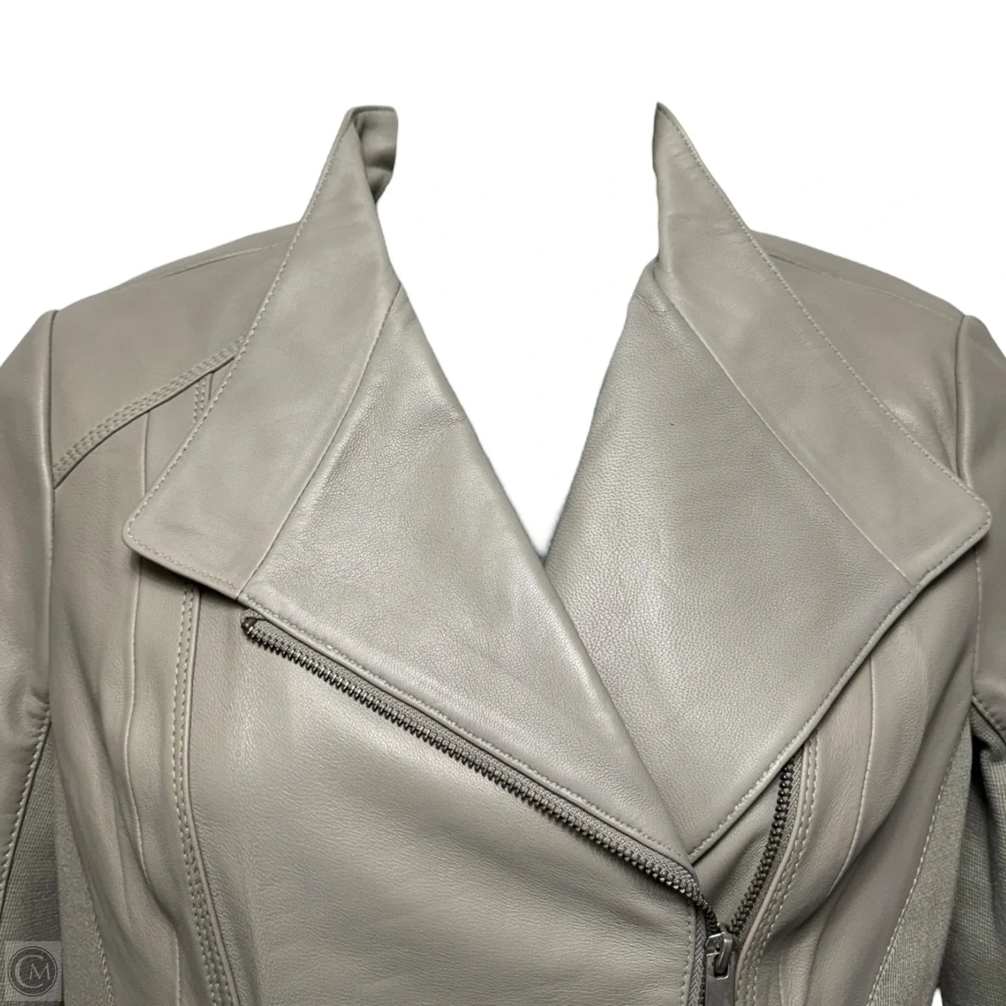 Jacket Leather By Johnston & Murphy In Grey, Size: L