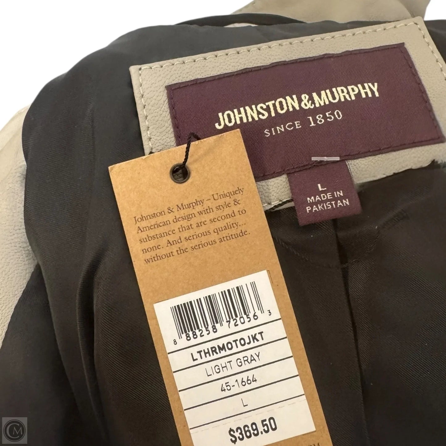 Jacket Leather By Johnston & Murphy In Grey, Size: L