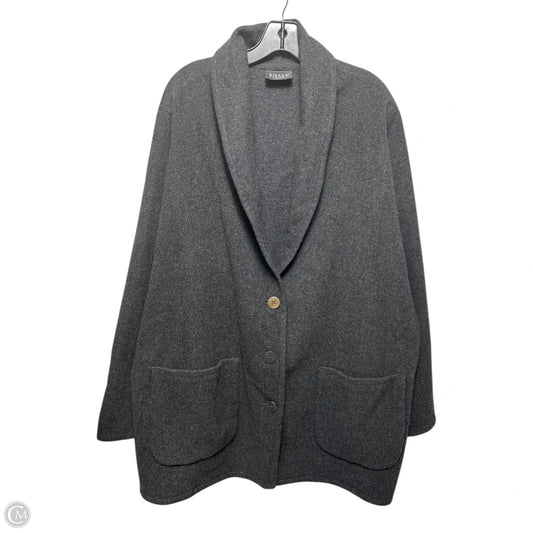 Coat Wool By Eileen Fisher In Grey, Size: XXL