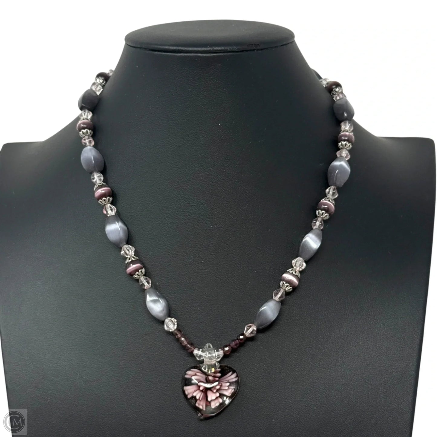 Murano Glass Heart Beaded Statement Necklace