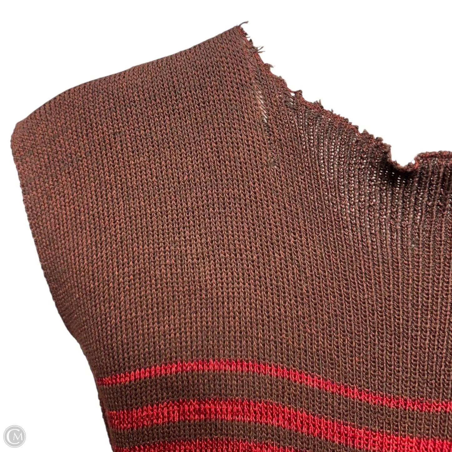 V Rib Sweater Dress By Krel In Brown & Red, Size: One size