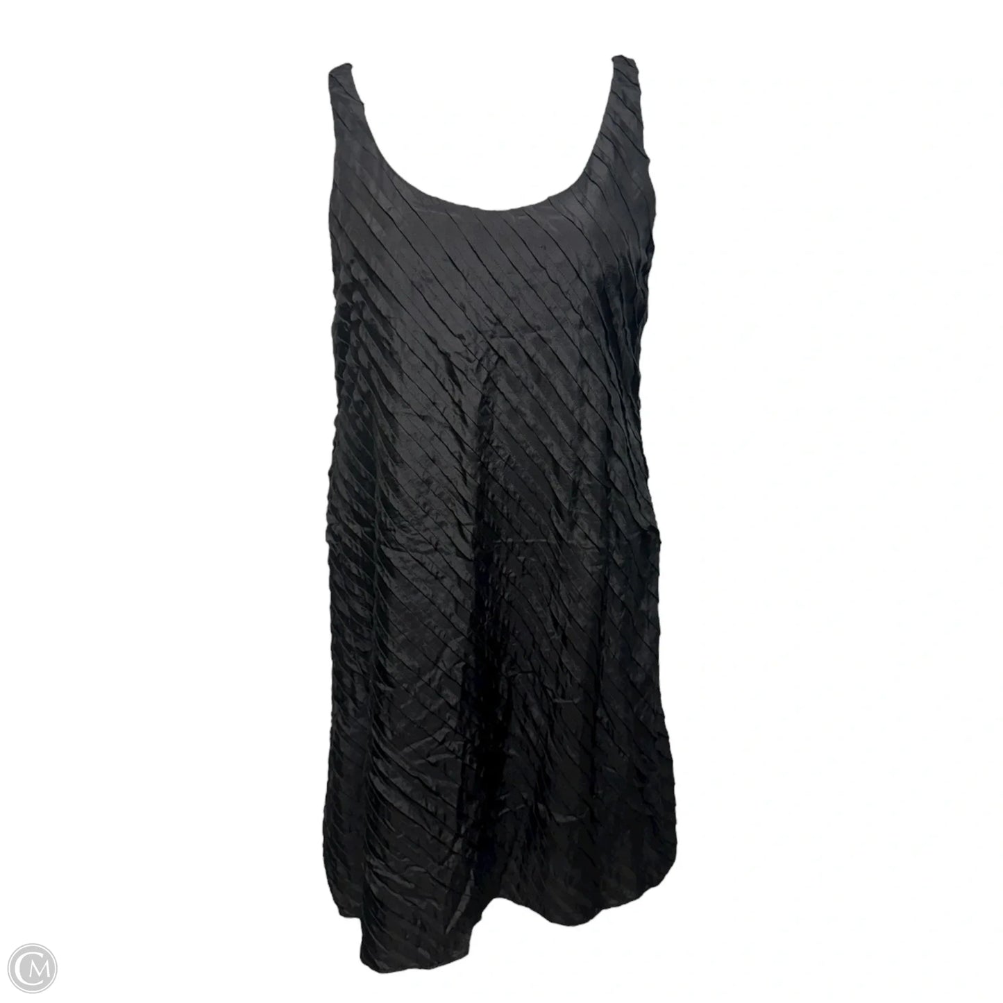 Diagonal Silk Ruffle Tank Dress By Eileen Fisher In Black, Size: 10