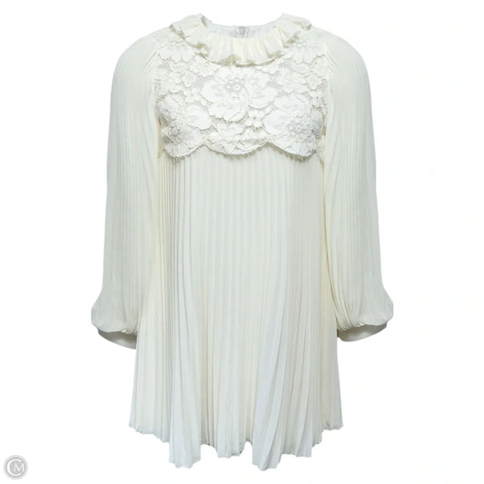 Broderie Anglaise Pleated Mini Dress By Alberta Ferretti X Philosophy di Lorenzo Serafini In Cream, Size: 6