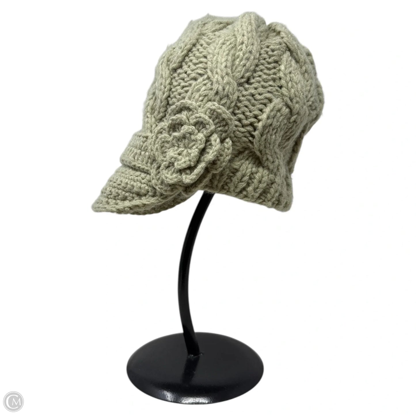 Cable Knit Beanie With Flower Detail By Milani