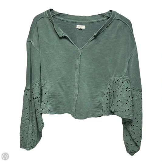 Batwing Eyelet Sweatshirt By Pilcro In Green, Size: M