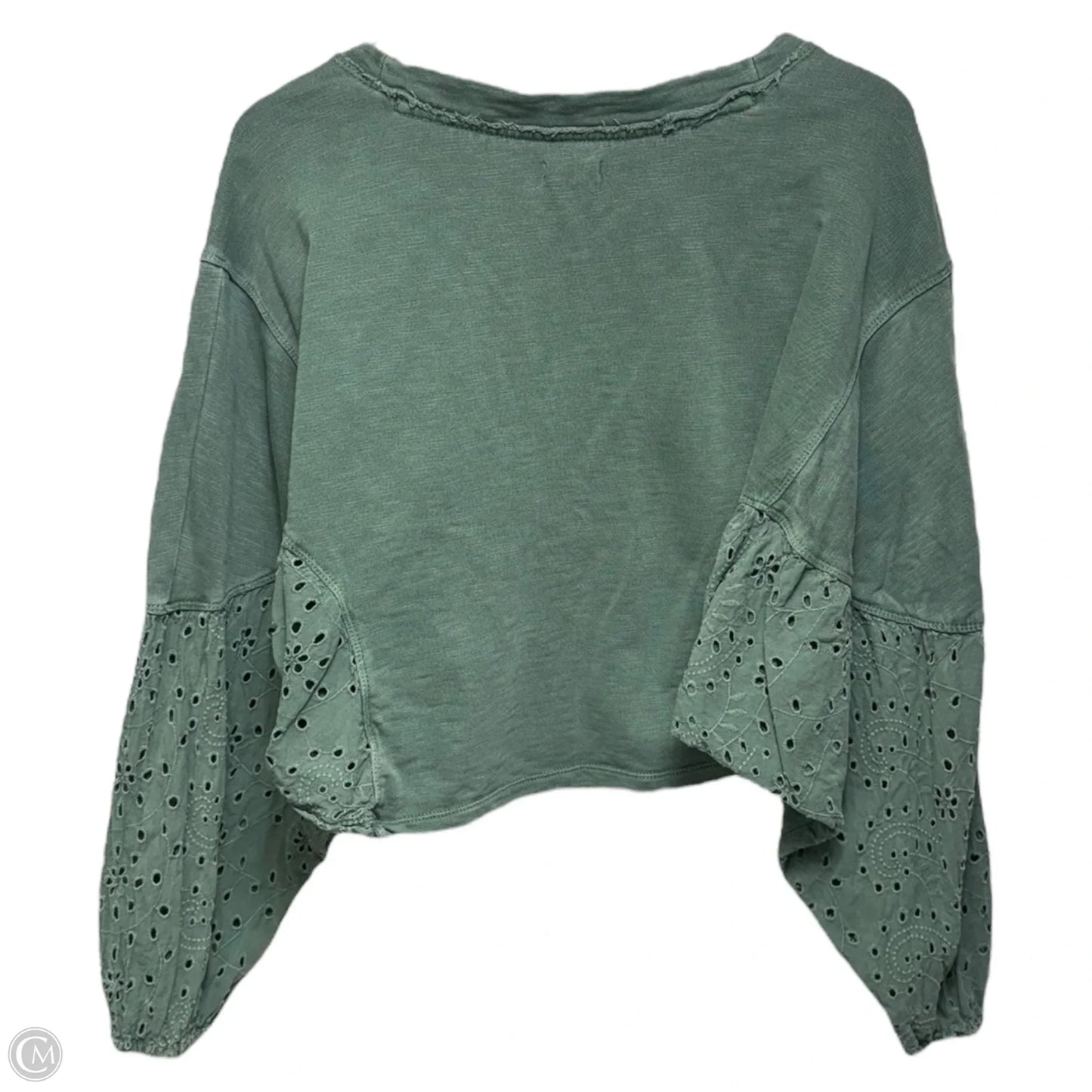 Batwing Eyelet Sweatshirt By Pilcro In Green, Size: M