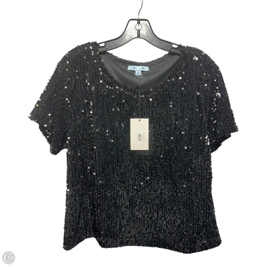 Velvet Sequin Top Short Sleeve By She + Sky In Black, Size: S
