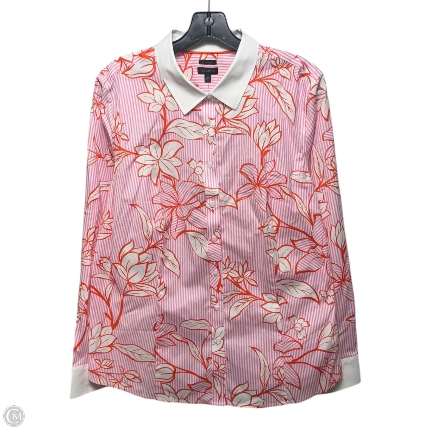 Non-Iron Top Long Sleeve By Talbots In Pink, Size: 16