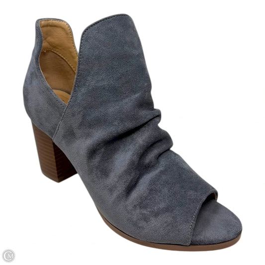 Raymay Faux Suede Cutout Peep-Toe Ankle Booties By Lulus In Grey, Size: 7