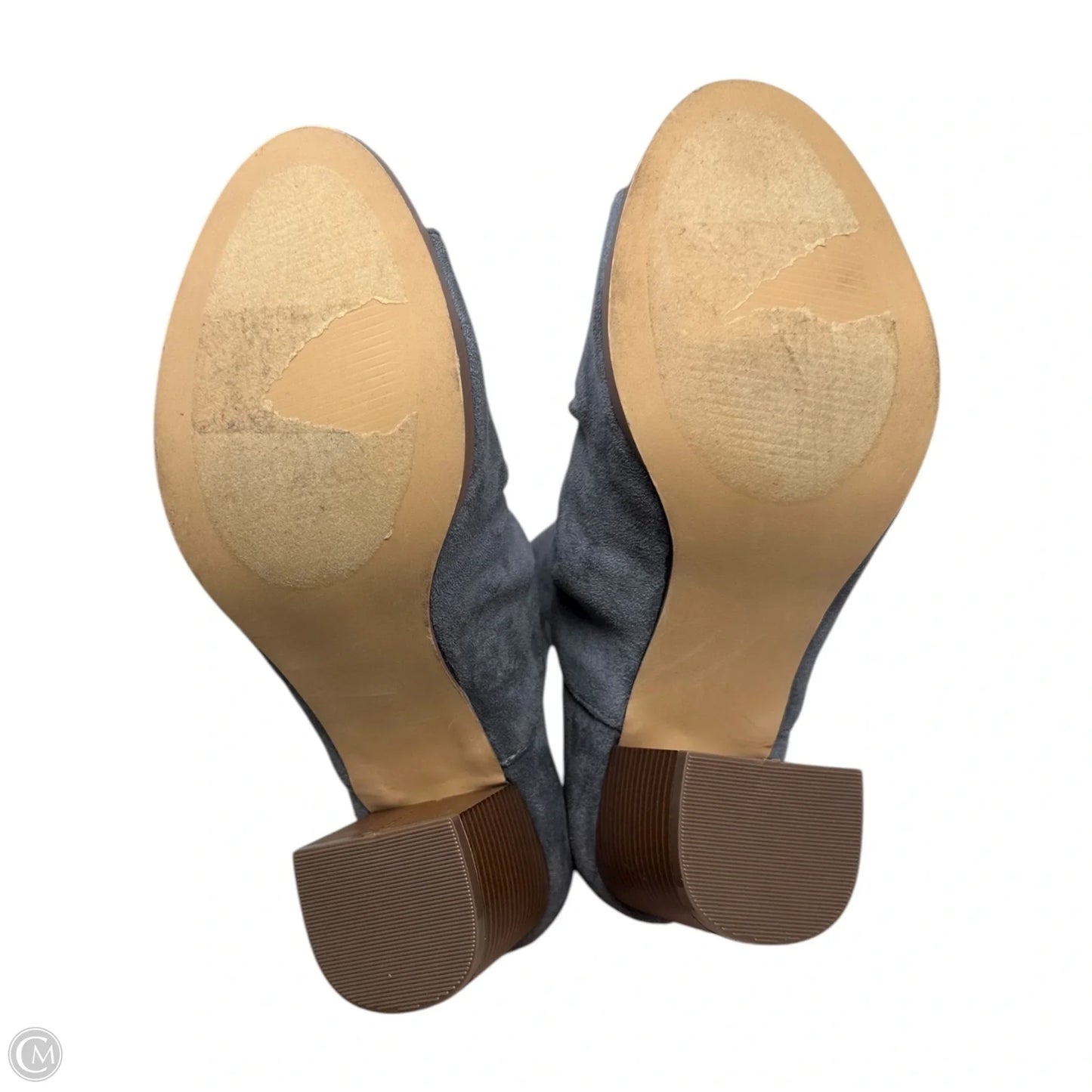 Raymay Faux Suede Cutout Peep-Toe Ankle Booties By Lulus In Grey, Size: 7