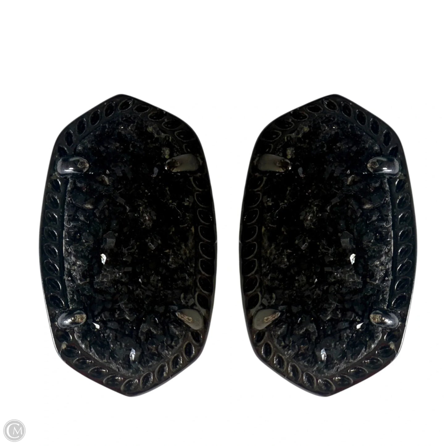 Ellie Gunmetal Stud Earrings in Black Drusy By Kendra Scott