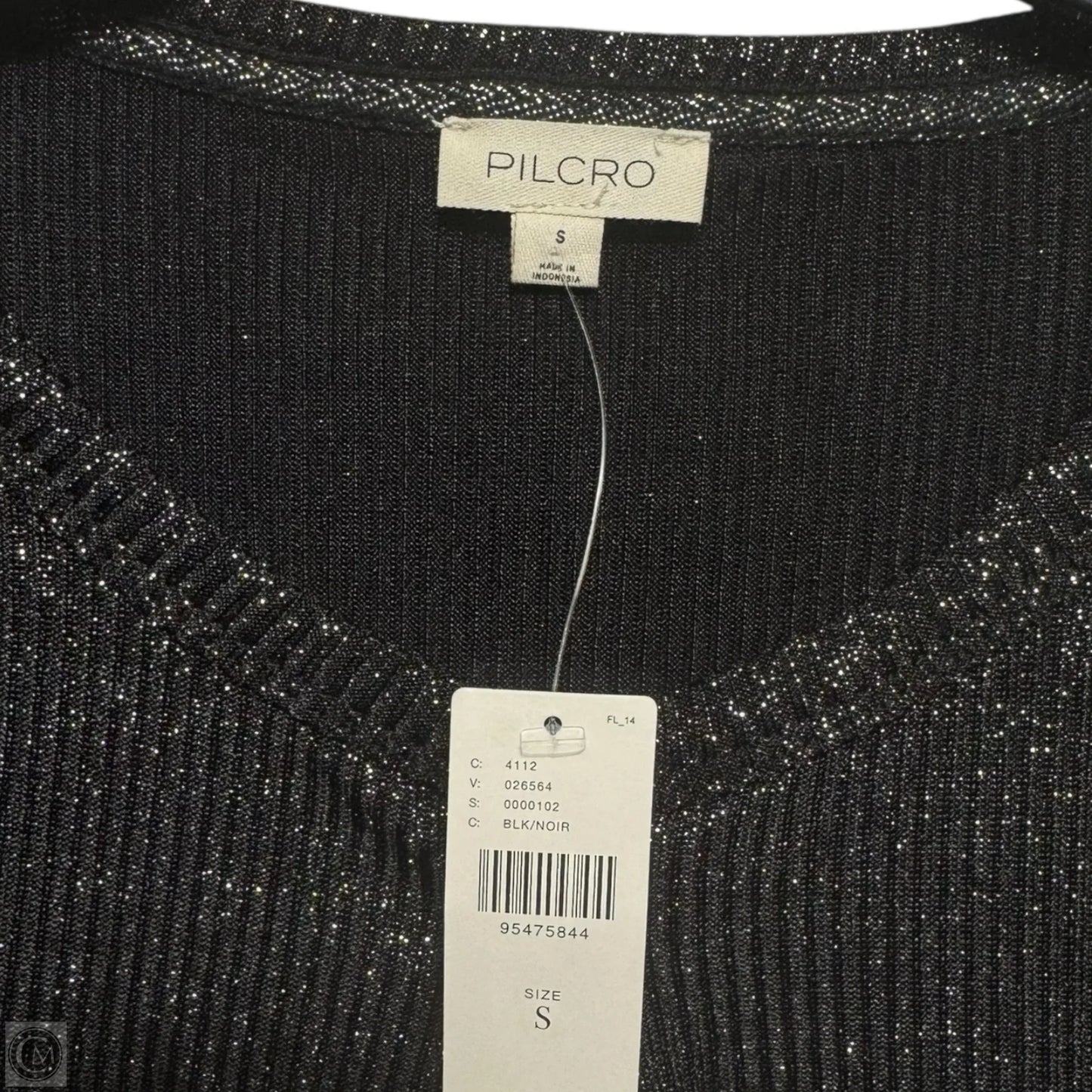 The Andie Ribbed Spotlight Henley Top By Pilcro In Silver and Black, Size: S