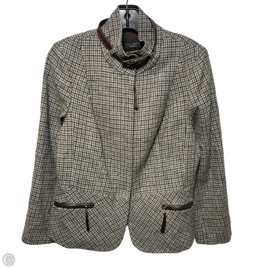 Wool Blend Blazer By Talbots In Checkered Pattern, Size: 8