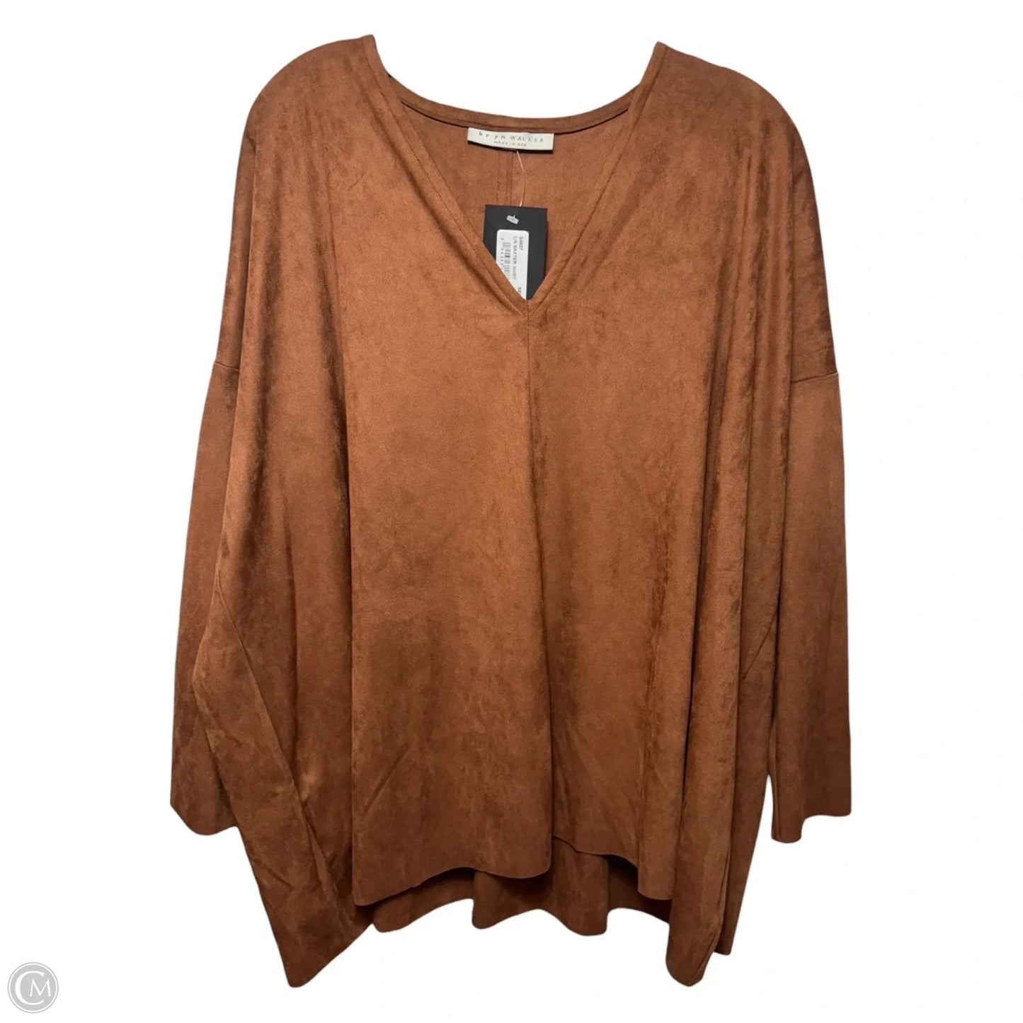 Faux Suede Top Long Sleeve By Bryn Walker In Brown, Size: Xxl