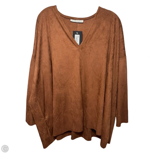 Faux Suede Top Long Sleeve By Bryn Walker In Brown, Size: Xxl