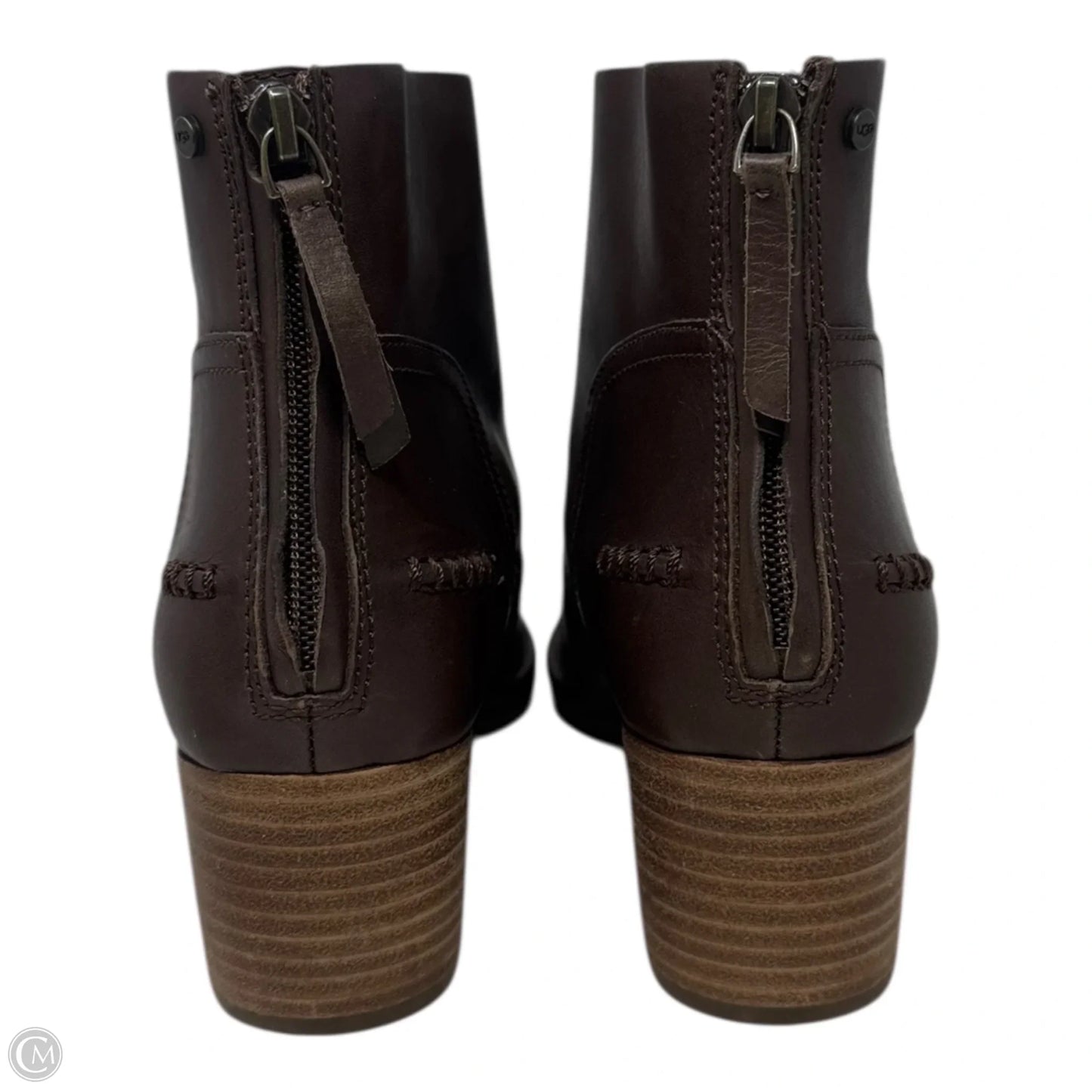 Bandara Block Heel Boots Designer By Ugg In Brown, Size: 9.5