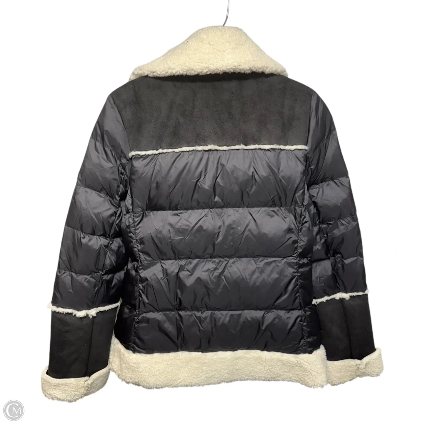 Jacket Faux Sherpa Puffer By Tahari In Black & Cream, Size: S