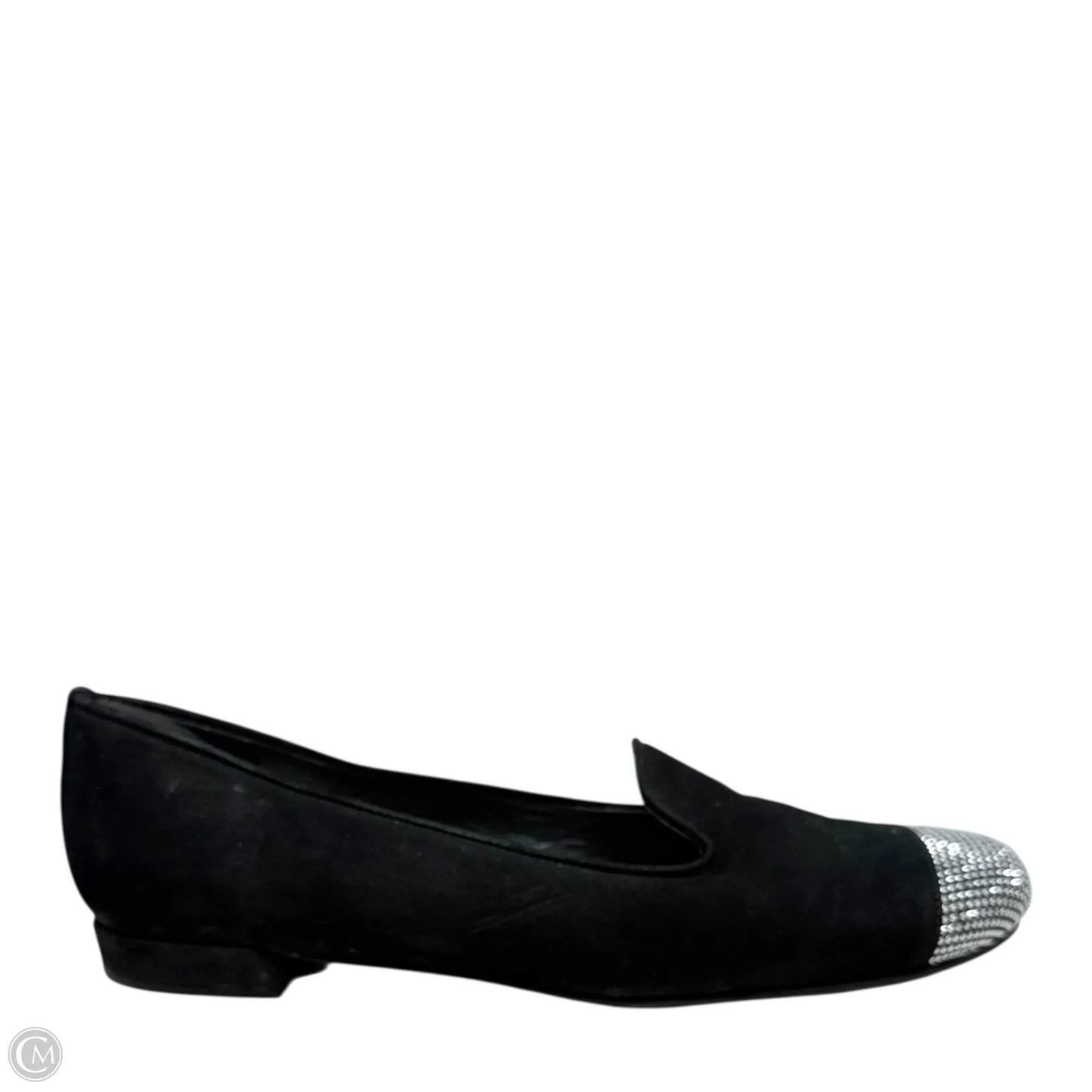 Lingo Suede Studded Loafers Designer By Stuart Weitzman In Black & Silver, Size: 7.5
