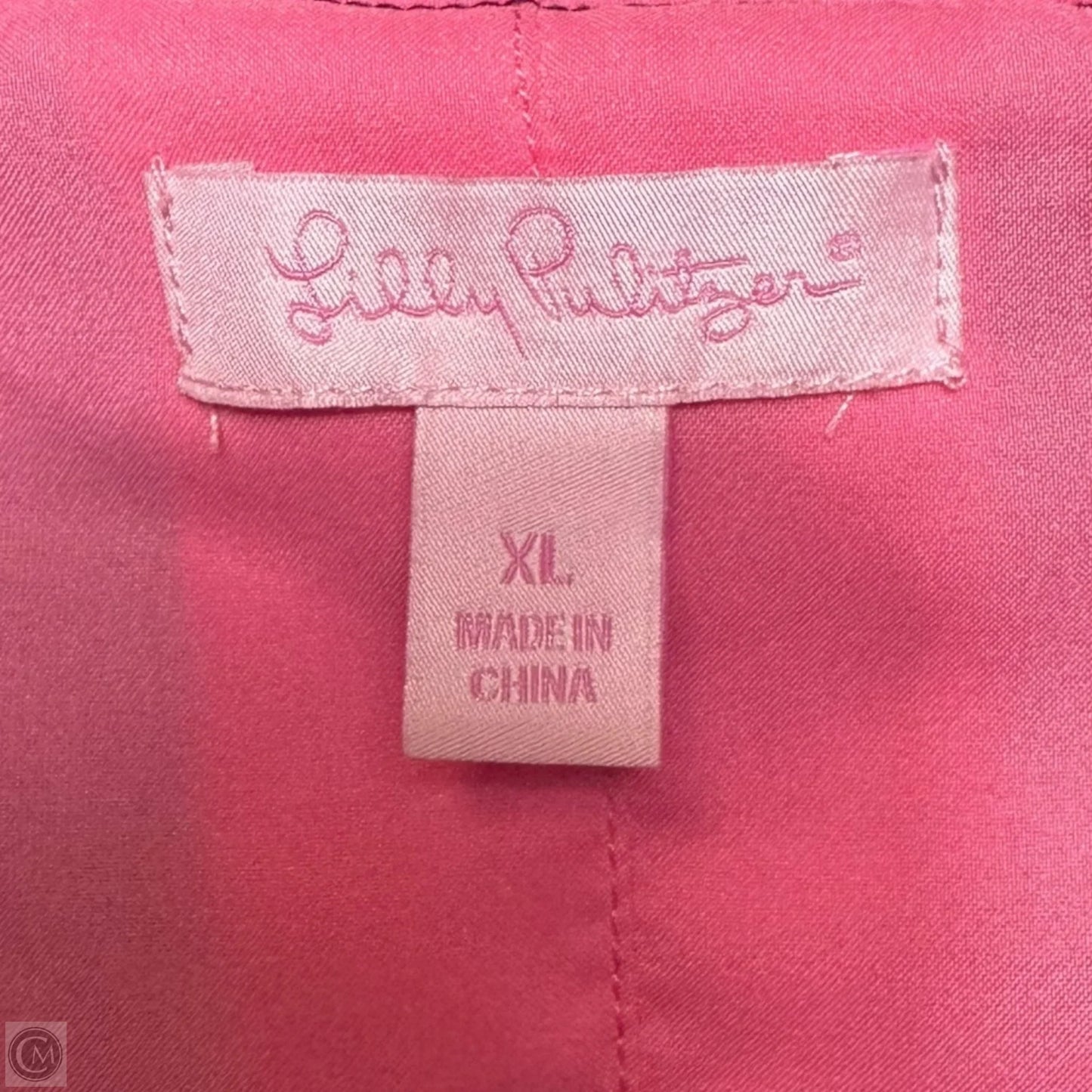 Gather Neckline Jacket Designer By Lilly Pulitzer In Navy & White, Size: Xl