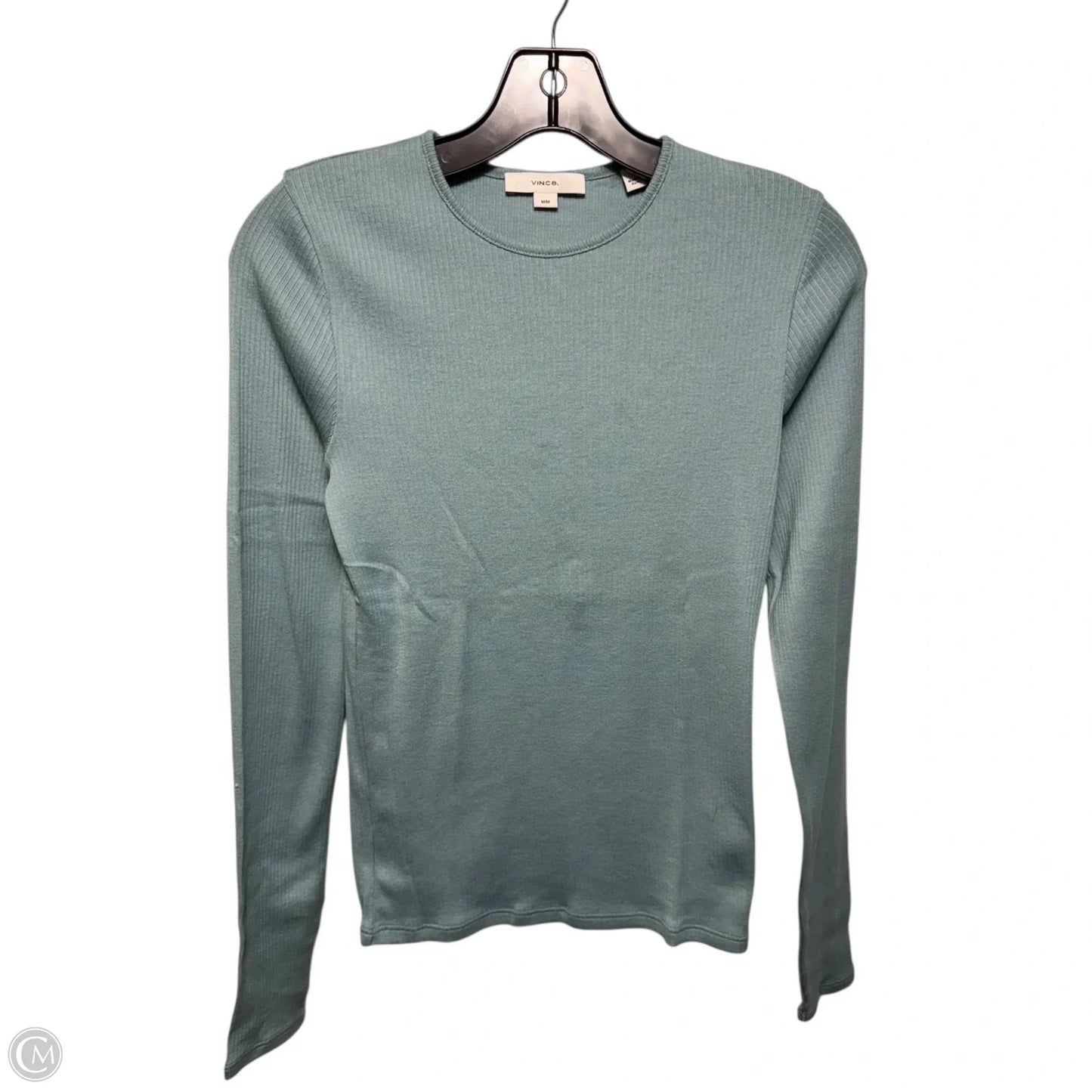 Pima Cotton Ribbed Top Long Sleeve By Vince In Aqua, Size: M