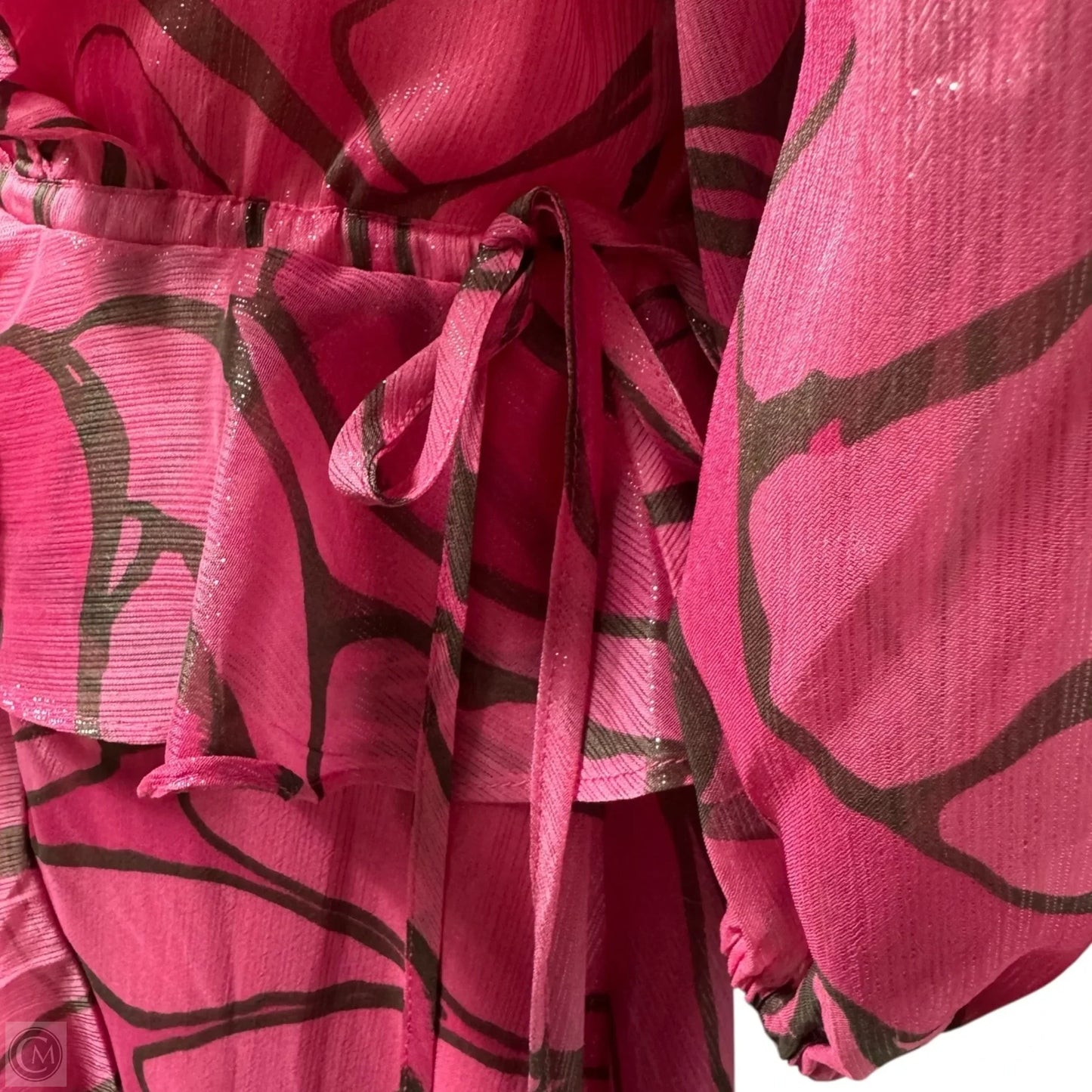 Victoir Shimmer Abstract Print Pinafore Midi Dress with Tie Waist By Ted Baker In Pink, Size: 4