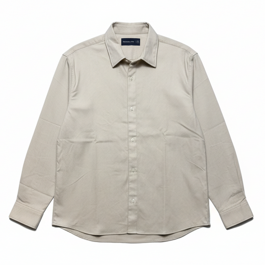 Button Down Shirt Long Sleeve By Abercrombie And Fitch In Cream, Size: M MEN’S