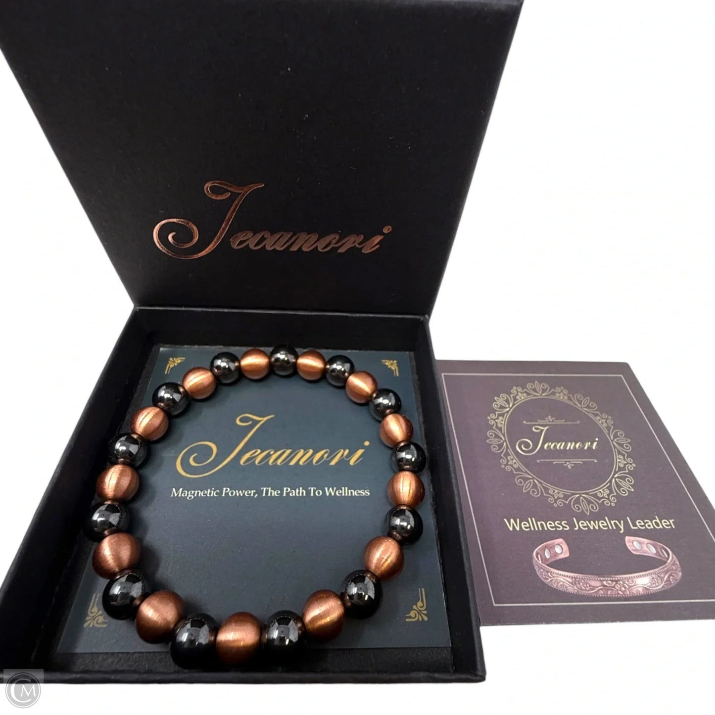 Shungite & Copper Beaded Magnetic Wellness Stretch Bracelet  By Tecanori