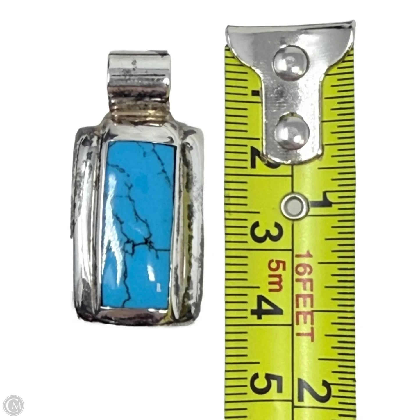 Vintage Modernist Mexican Sterling Silver & Turquoise Pendant