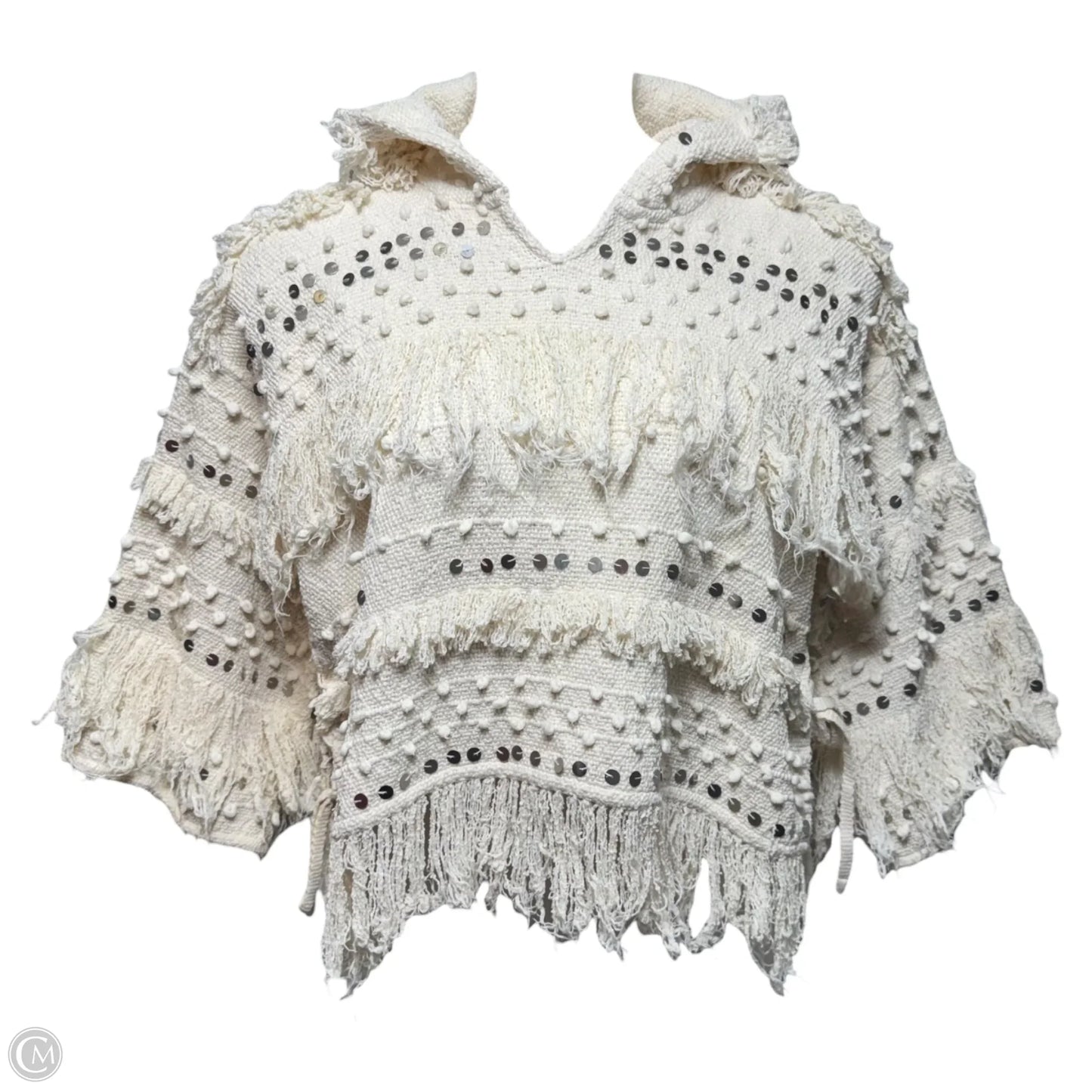 Bennie Fringe Hooded Top Long Sleeve By Ulla Johnson In Cream, Size: Osfm